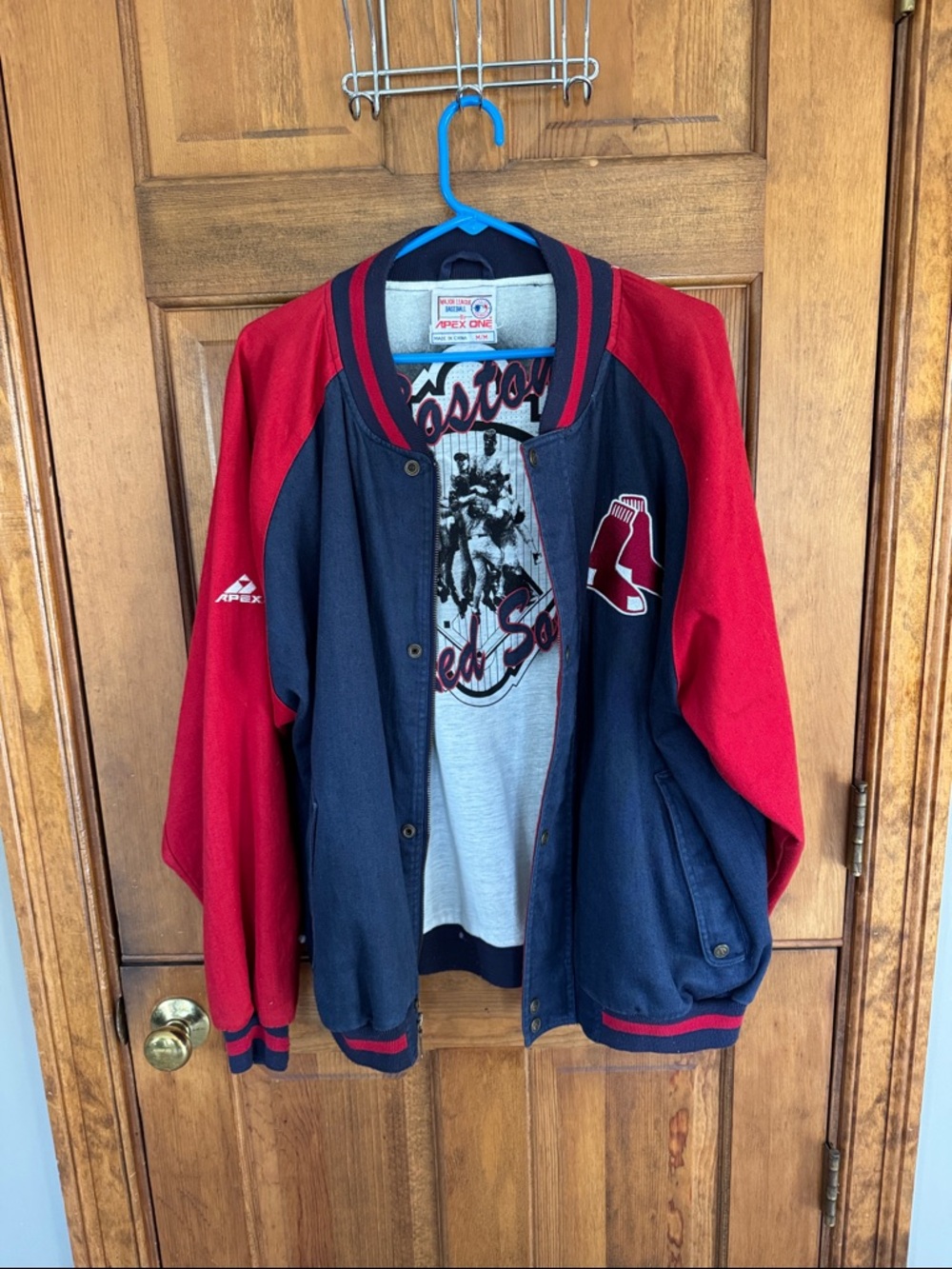Vintage Boston Red Sox Navy and Red Bomber Jacket by Apex One